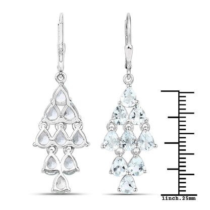 3.96 Carat Genuine Aquamarine .925 Sterling Silver Earrings