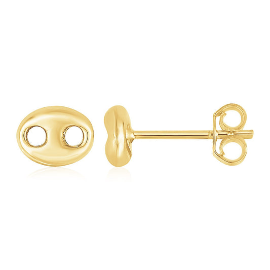 Boucles d'oreilles clous en or jaune 14 carats à maillons mariniers