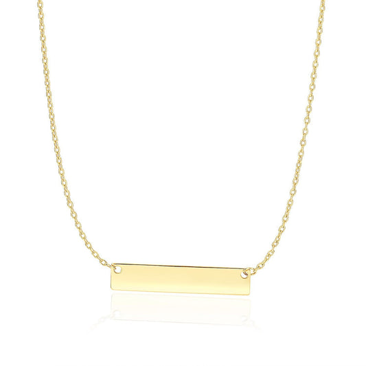 Collier barre horizontale lisse en or jaune 14 carats