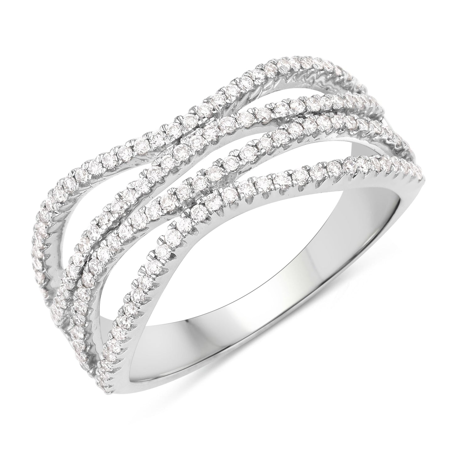 0.46 Carat Genuine White Diamond 14K White Gold Ring (F-G Color, SI Clarity)