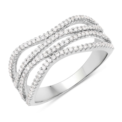0.46 Carat Genuine White Diamond 14K White Gold Ring (F-G Color, SI Clarity)