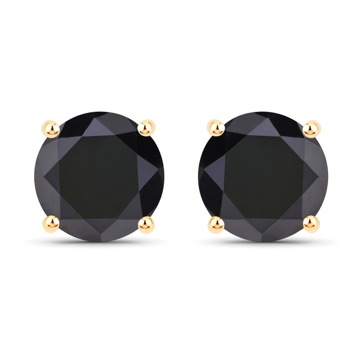 3.84 Carat Genuine Black Diamond 14K Yellow Gold Earrings