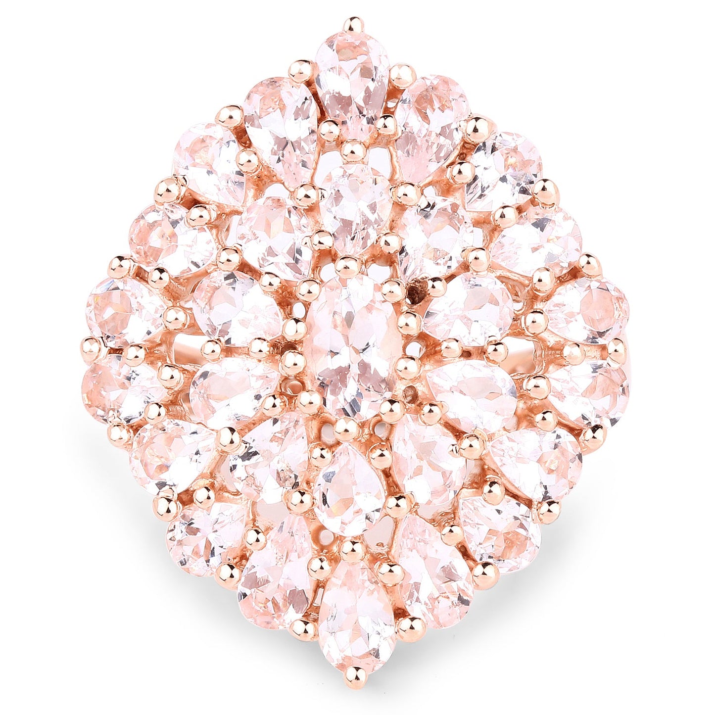 18K Rose Gold Plated 4.55 Carat Genuine Morganite .925 Sterling Silver Ring