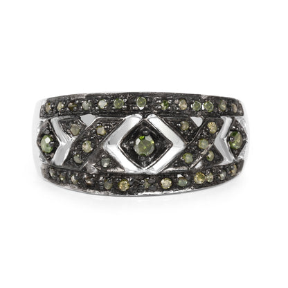 0.27 Carat Genuine Green Diamond .925 Sterling Silver Ring