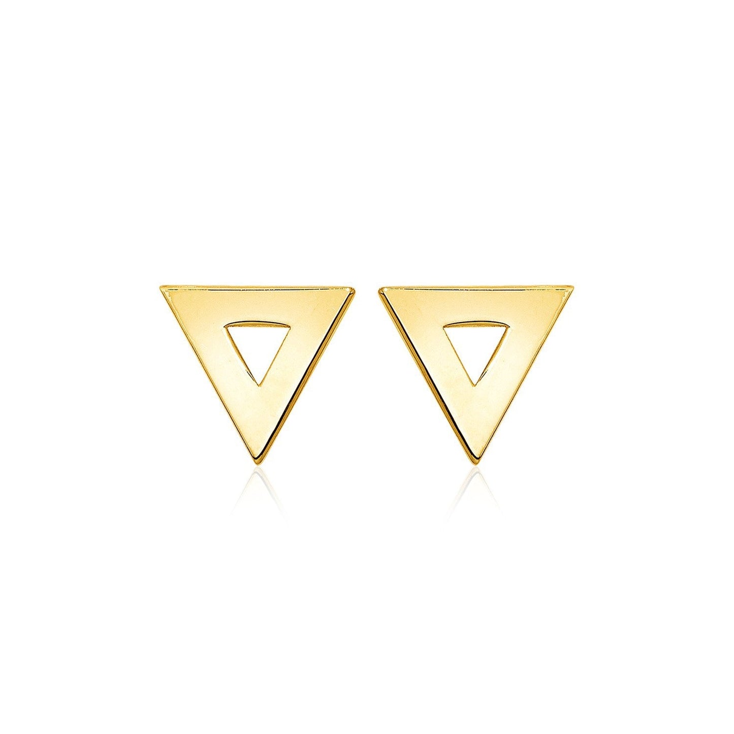 14k Yellow Gold Polished Open Triangle Post Earrings