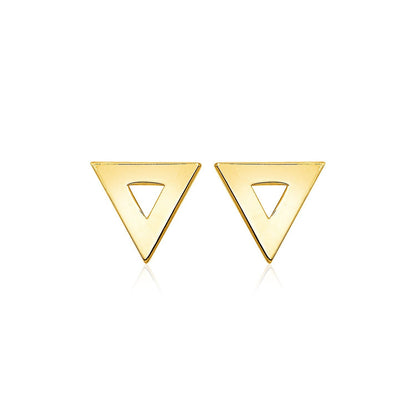 14k Yellow Gold Polished Open Triangle Post Earrings