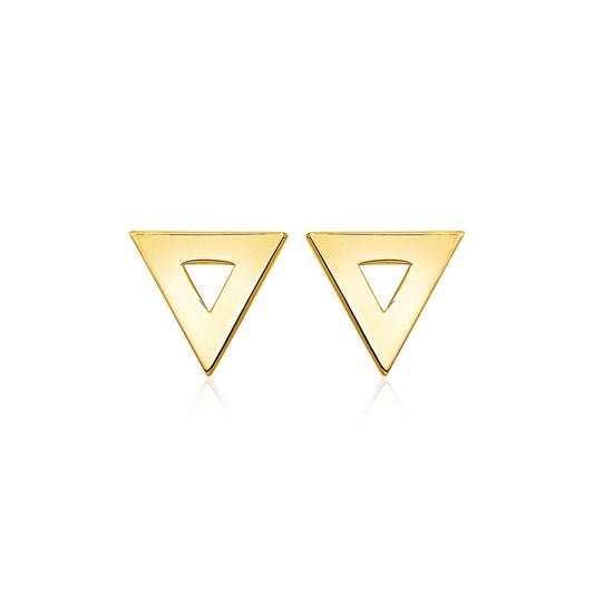 Boucles d'oreilles clous triangle ouvert poli en or jaune 14 carats