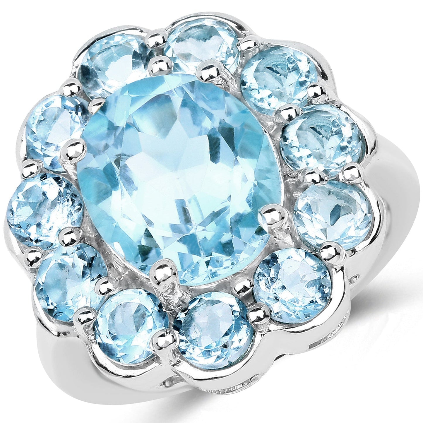 8.67 Carat Genuine Blue Topaz .925 Sterling Silver Ring