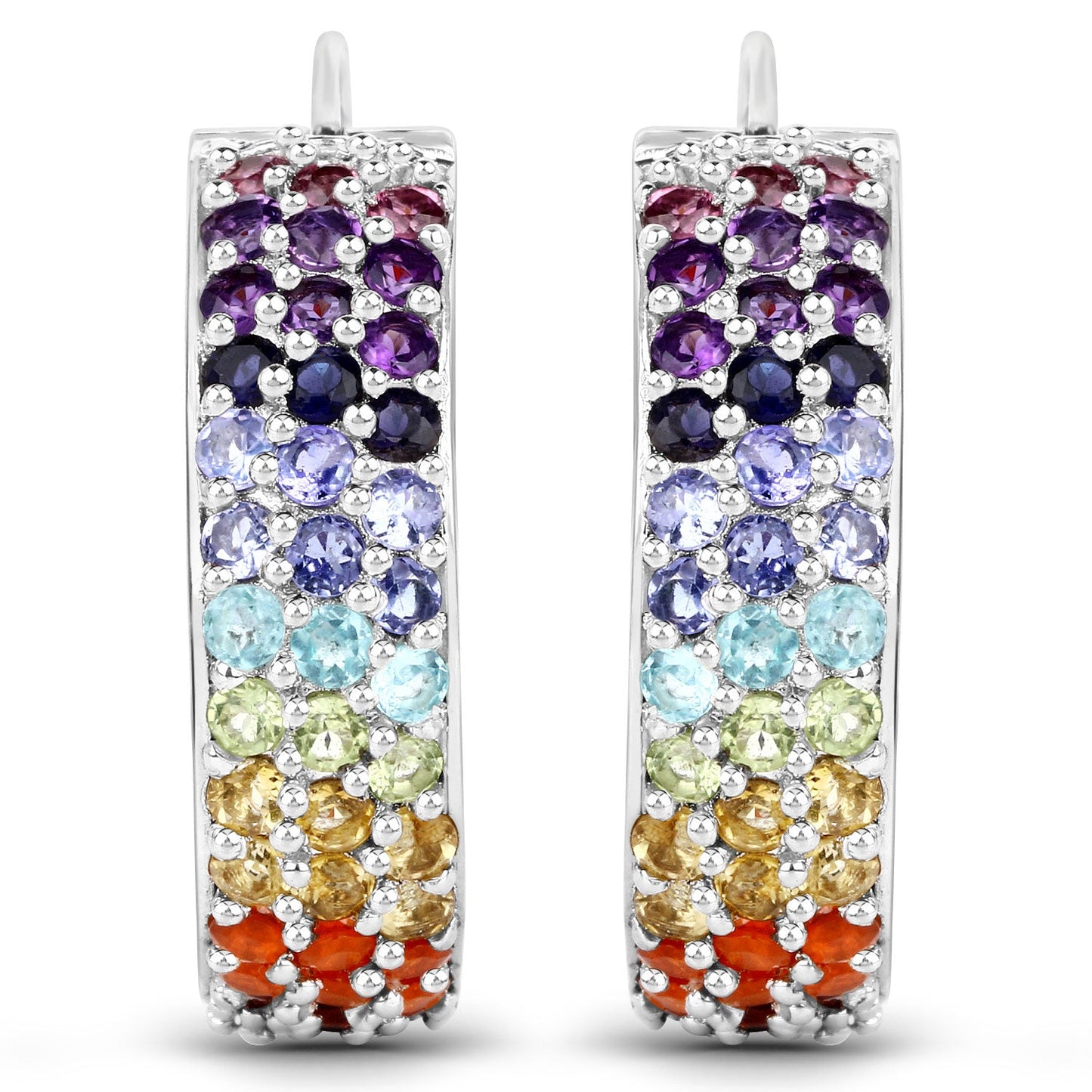 8.79 Carat Genuine Multi Stones .925 Sterling Silver Earrings
