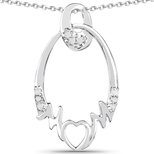 0.14 Carat Genuine White Diamond .925 Sterling Silver Pendant