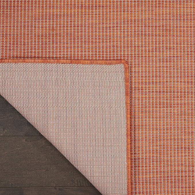 Nourison Positano Indoor/Outdoor Terracotta 9' x 12' Area Rug, Easy- Cleaning, Non Shedding, Bed Room, Living Room, Dining Room, Backyard, Deck, Patio (9x12)