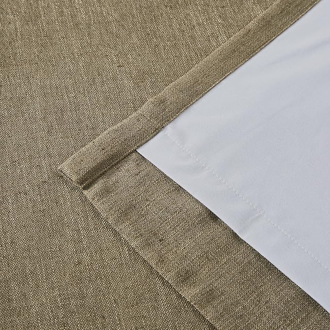 Vision Home Brown Pinch Pleated Full Blackout Curtains Linen Blended Room Darkening Window Curtains 72 inch for Living Room Bedroom Thermal Insulated Pinch Pleat Drapes with Hooks 2 Panel 40" Wx72 L