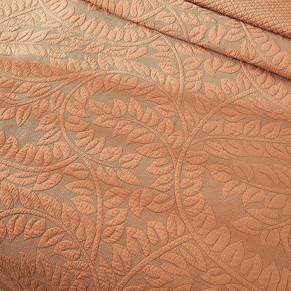 MarCielo 3-Piece 100% Cotton Oversized Bedspread Lightweight Quilt Coverlet Embroidery Farmhouse Bedding Set T0 (Royal Orange, Oversized Queen (100"x106"))