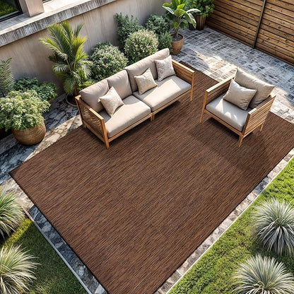 CAMILSON Outdoor Rug 5x7 Modern Area Rugs for Indoor and Outdoor Patios and Porches - Waterproof, Washable, Non-Shedding, Easy-to-Clean Outside Carpet (5 x 7, Solid - Gold)