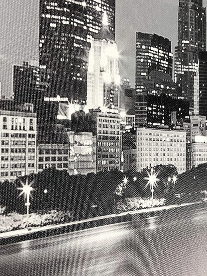 Wieco Art Framed Wall Art Chicago City Center Skyline Black and White Wall Decor Canvas Prints Modern Cityscape Wall Decorations for Living Room Pictures for Bedroom Decorations