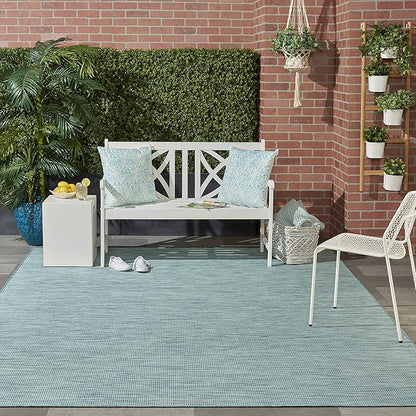 Nourison Home Positano 5' x 7' Aqua Fabric Modern Area Rug (5' x 7')