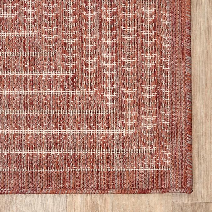 Adiva Rugs Outdoor Indoor Area Rug, Weather Resistant, Easy to Clean, Stain Resistant Floor Mat for Dining Room, Backyard, Deck, Patio (Copper Weiss, 6' x 9')