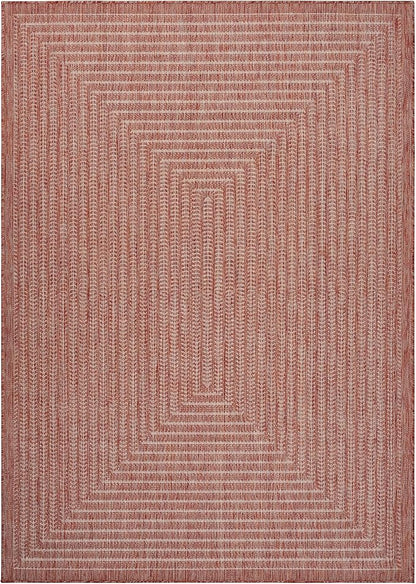 Adiva Rugs Outdoor Indoor Area Rug, Weather Resistant, Easy to Clean, Stain Resistant Floor Mat for Dining Room, Backyard, Deck, Patio (Copper Weiss, 6' x 9')