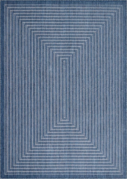 Adiva Rugs Outdoor Indoor Area Rug, Weather Resistant, Easy to Clean, Stain Resistant Floor Mat for Dining Room, Backyard, Deck, Patio (Navy Weiss, 2'6" x 7')