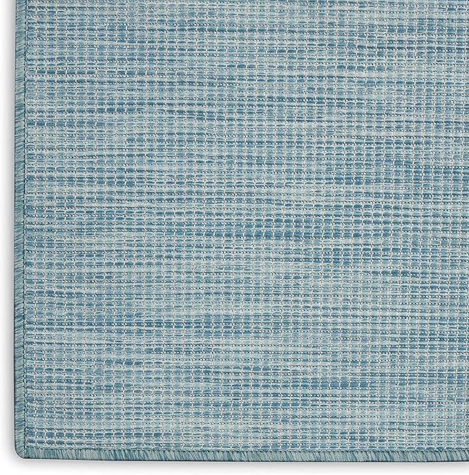 Nourison Home Positano Indoor/Outdoor Aqua 2'2" x 12' Area Rug, Easy Cleaning, Non Shedding, Bed Room, Living Room, Dining Room, Backyard, Deck, Patio (2x12)