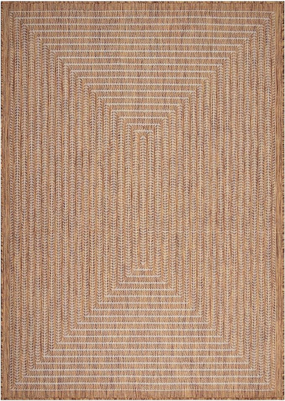 Adiva Rugs Outdoor Indoor Area Rug, Weather Resistant, Easy to Clean, Stain Resistant Floor Mat for Dining Room, Backyard, Deck, Patio (Wooden, 10' x 14')