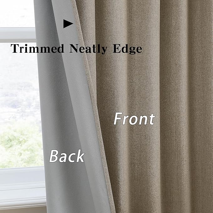 RAIN CITY 140 Inch Long Blackout Curtains 2 Panels Set,Linen Blend Pleated Look Hidden Tab Drapes with Hooks Easy Slide Privacy High Living Room Curtains for High Ceiling Long Window 50x140