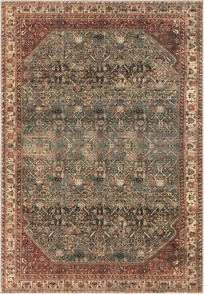 Keen Home Design 10x14 Rug - Machine Washable Area Rug with Non-Slip Backing, Ideal for Living Room, Dining Room, Bedroom - Vintage, Easy Clean, Durable, Low Pile Rug - (9'7" x 14')