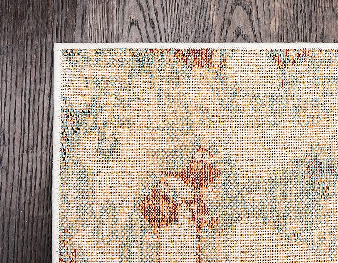 Unique Loom Rosso Collection Vintage, Geometric, Bohemian, Traditional, Distressed, Southwestern Area Rug, 4' 0" x 6' 0", Multi/Ivory