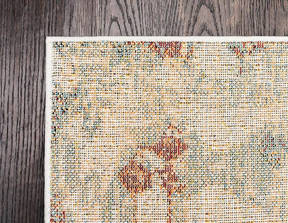Unique Loom Rosso Collection Vintage, Geometric, Bohemian, Traditional, Distressed, Southwestern Area Rug, 4' 0" x 6' 0", Multi/Ivory
