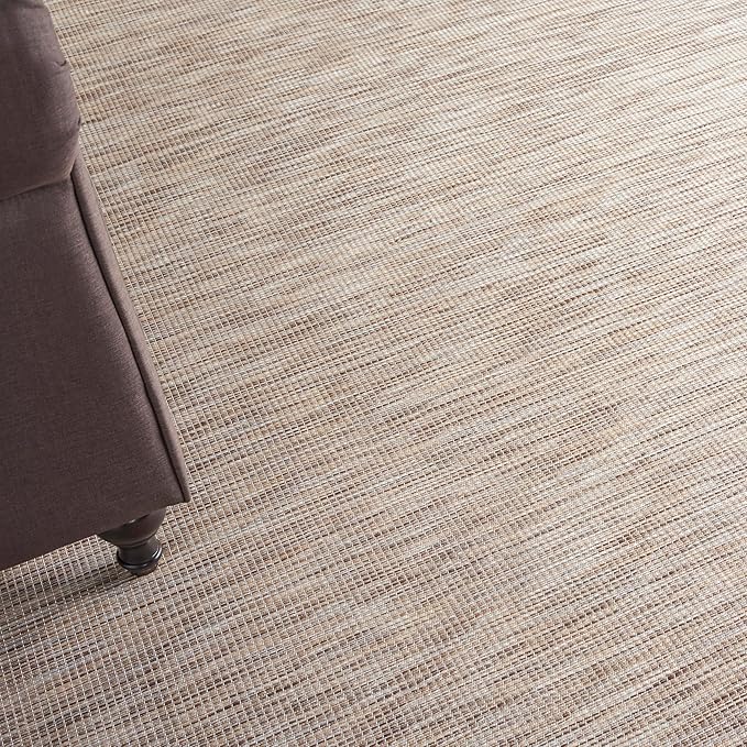 Nourison Positano Indoor-Outdoor Beige 9' x 12' Area Rug, Easy Cleaning, Non Shedding, Bed Room, Living Room, Dining Room, Backyard, Deck, Patio (9x12)