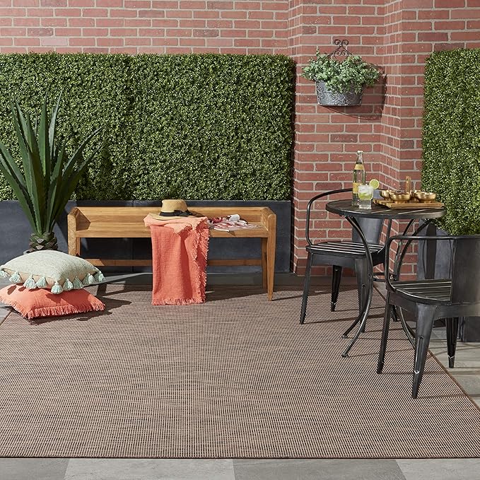 Nourison Positano Indoor-Outdoor Natural 9' x 12' Area Rug, Easy Cleaning, Non Shedding, Bed Room, Living Room, Dining Room, Backyard, Deck, Patio (9x12)