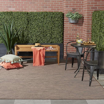Nourison Positano Indoor-Outdoor Natural 9' x 12' Area Rug, Easy Cleaning, Non Shedding, Bed Room, Living Room, Dining Room, Backyard, Deck, Patio (9x12)