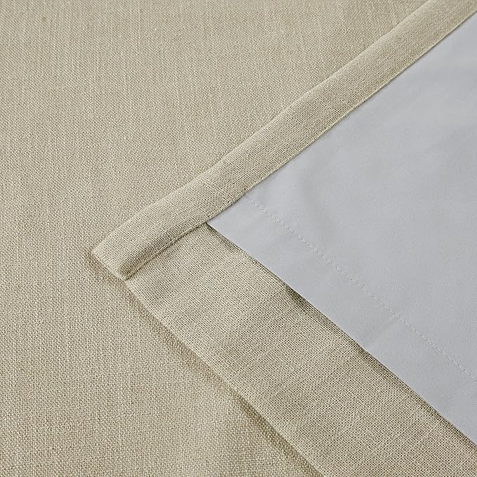 Vision Home Sand Pinch Pleated Full Blackout Curtains Linen Blended Room Darkening Window Curtains 63 inch for Living Room Bedroom Thermal Insulated Pinch Pleat Drapes with Hooks 2 Panel 40" Wx63 L