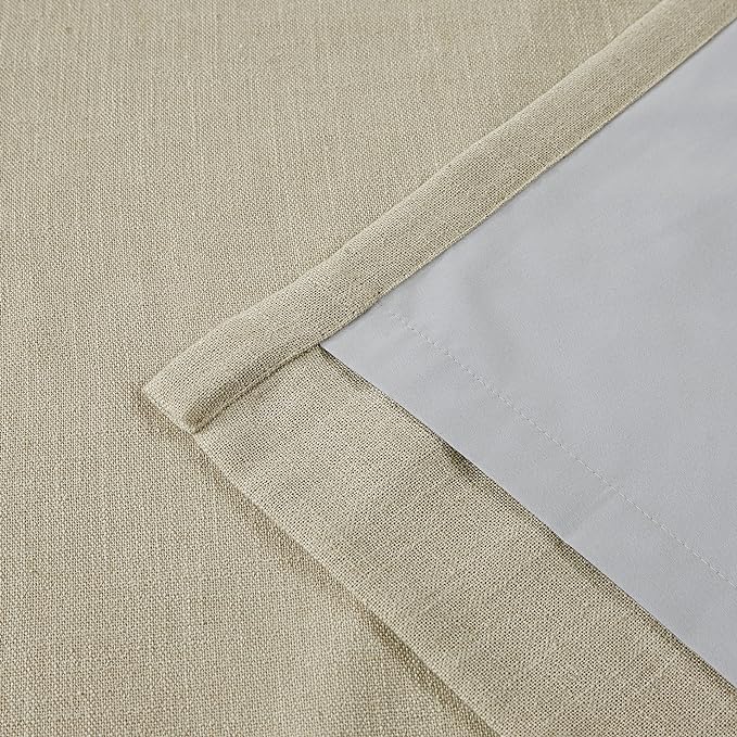 Vision Home Sand Pinch Pleated Full Blackout Curtains Linen Blended Room Darkening Window Curtains 84 inch for Living Room Bedroom Thermal Insulated Pinch Pleat Drapes with Hooks 1 Panel 60" Wx84 L