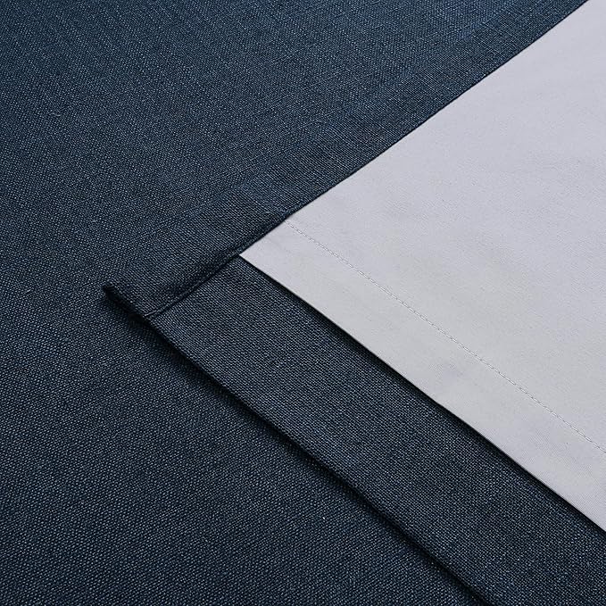 Vision Home Navy Blue Pinch Pleated Full Blackout Curtains Linen Blended Room Darkening Curtain Panels 112 inch for Living Room Bedroom Thermal Insulated Pinch Pleat Drapes with Hooks 40" Wx112 Lx2