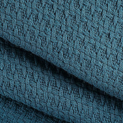 Elvana Home 100% Cotton Bed Blanket, Breathable Bed Blanket Twin Size, Cotton Thermal Blankets Twin, Perfect for Layering Any Bed for All Season, Teal Green