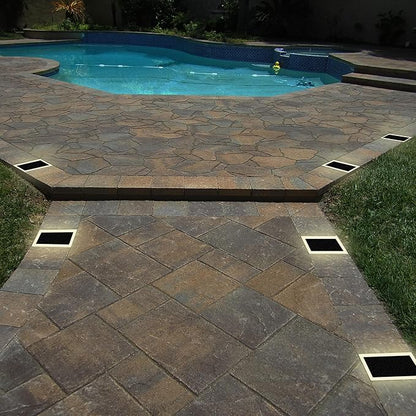 LUMENGY Solar Paver Light 6×9 inch, 2700K, Up to 20 Hours Continuous Lighting, Stainless Steel, Thick Glass, Glare-Free Illumination for Driveways, Pathways & Garden, Waterproof & Drive-Over Rated