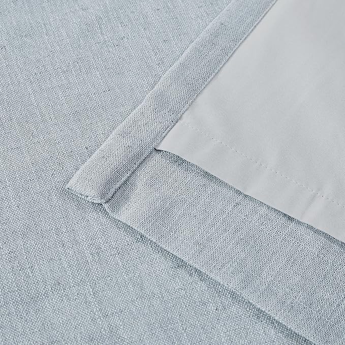 Vision Home Blue Gray Pinch Pleated Full Blackout Curtains Linen Blended Room Darkening Window Curtains 72 inch for Living Room Bedroom Thermal Insulated Pinch Pleat Drapes with Hooks 40" Wx72 Lx2