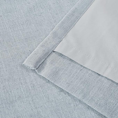 Vision Home Blue Fog Pinch Pleated Full Blackout Curtains Linen Blended Room Darkening Window Curtains 112 inch for Living Room Bedroom Thermal Insulated Pinch Pleat Drapes with Hooks 60" Wx112 Lx1