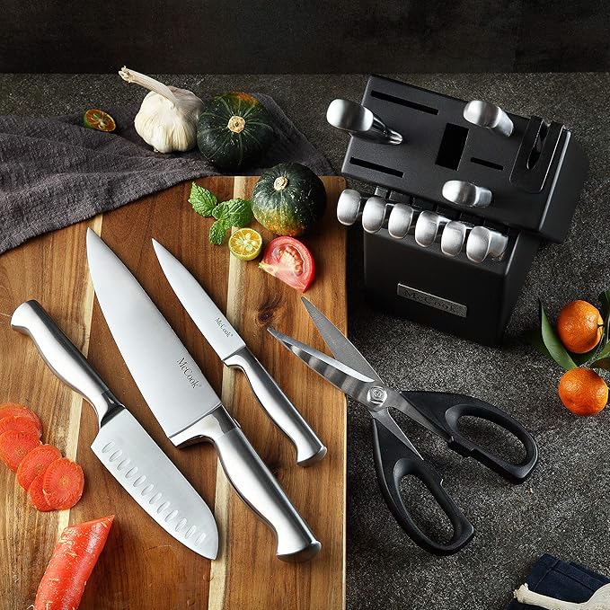 McCook® Knife Sets, German Stainless Steel Knife Block Sets with Built-in Sharpener