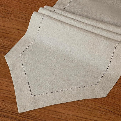 D'Moksha Homes Natural Linen Table Runner 108 Inches Long - 100% Pure Linen Diamond Table Runner 14 x 108 Inch for Dining, Fall and Halloween - Machine Washable