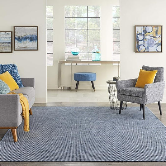Nourison Positano Indoor-Outdoor Navy Blue 4' x 6' Area Rug, Easy Cleaning, Non Shedding, Bed Room, Living Room, Dining Room, Backyard, Deck, Patio (4x6)