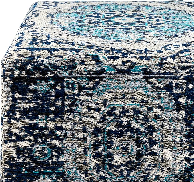 Mark&Day Pouf Ottoman, Kaltenleutgeben Traditional Teal Cube Pouf Foot Rest for Living Room, Bedroom and Boho Home Decor (18"x18"x18")