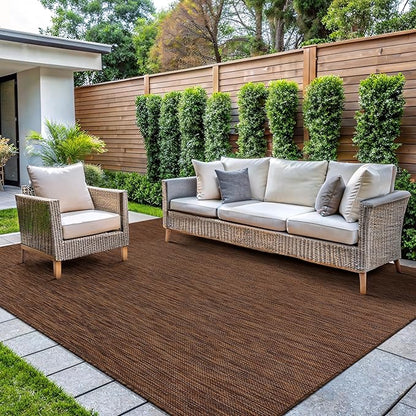 CAMILSON Outdoor Rug 6x9 Modern Area Rugs for Indoor and Outdoor Patios and Porches - Waterproof, Washable, Non-Shedding, Easy-to-Clean Outside Carpet (6 x 9, Solid - Gold)
