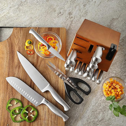 McCook® Kitchen Knife Sets,German Stainless Steel Knives Block Set with Built-in Sharpener