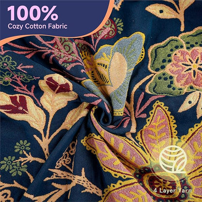Boho Cotton Throw Blanket - Ultra-Soft Rustic Quilt for Bed, Home Decor & Travel - Large 90"x98" Muslin Blanket - All-Season Lightweight Bedspread & Throw for Women & Moms