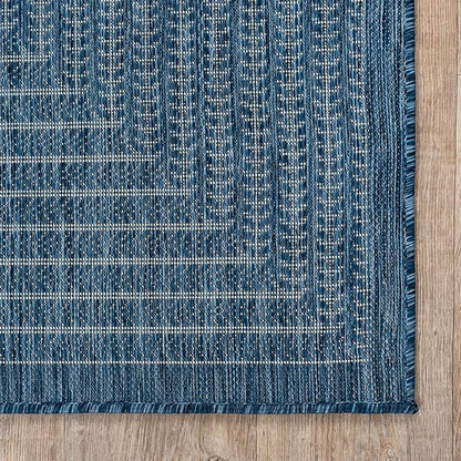 Adiva Rugs Outdoor Indoor Area Rug, Weather Resistant, Easy to Clean, Stain Resistant Floor Mat for Dining Room, Backyard, Deck, Patio (Azure Denim Blue, 6' X 9')