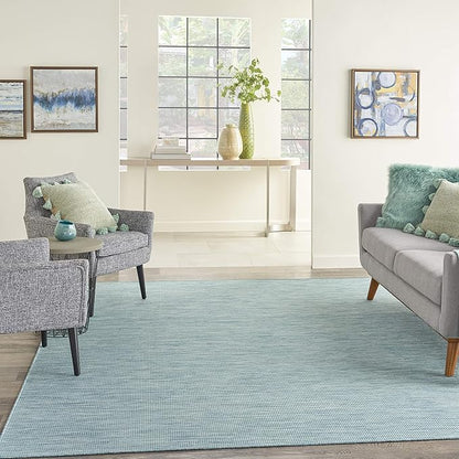 Nourison Positano Indoor-Outdoor Aqua 4' x 6' Area Rug, Easy Cleaning, Non Shedding, Bed Room, Living Room, Dining Room, Backyard, Deck, Patio (4x6)