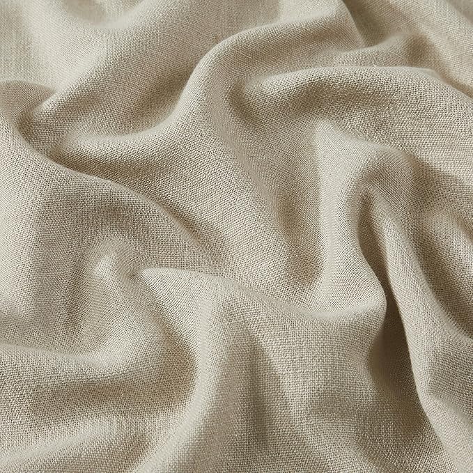 Vision Home Sand Pinch Pleated Full Blackout Curtains Linen Blended Room Darkening Window Curtains 112 inch for Living Room Bedroom Thermal Insulated Pinch Pleat Drapes with Hooks 40" Wx112 Lx2