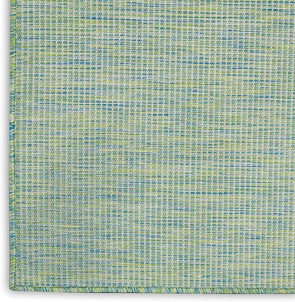 Nourison Positano Indoor/Outdoor Blue/Green 8' x Round Area Rug, Easy Cleaning, Non Shedding, Bed Room, Living Room, Dining Room, Backyard, Deck, Patio (8 Round)